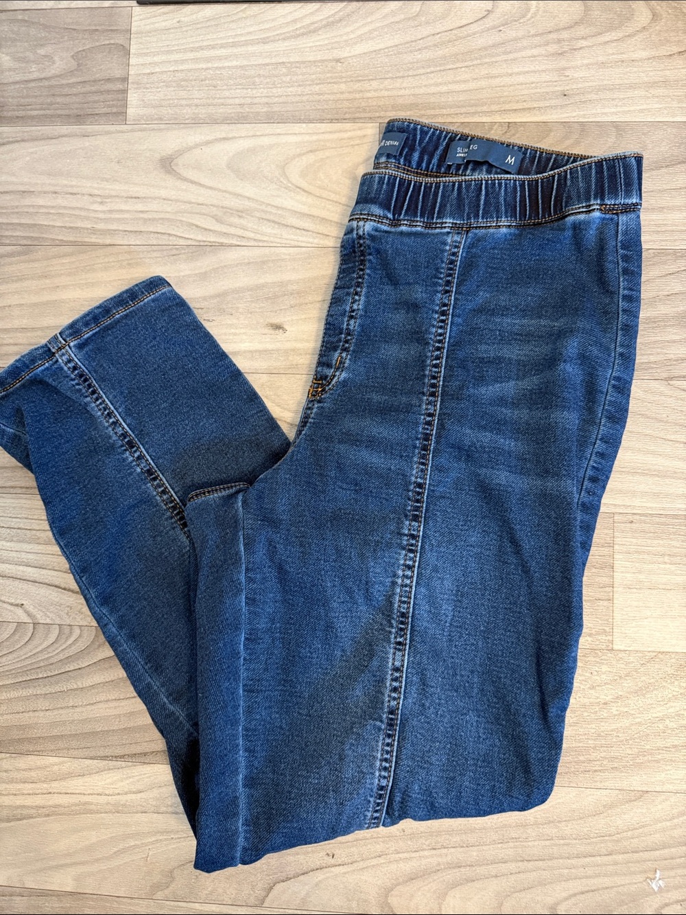 Purejill Women's Dark Blue Pull-On Stretch Jeans Medium